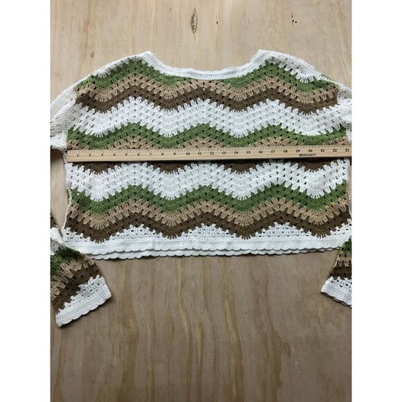 Truth by Republic Sweater Western Festival Large Crochet Knit Pullover Boho Crop - Picture 4 of 6